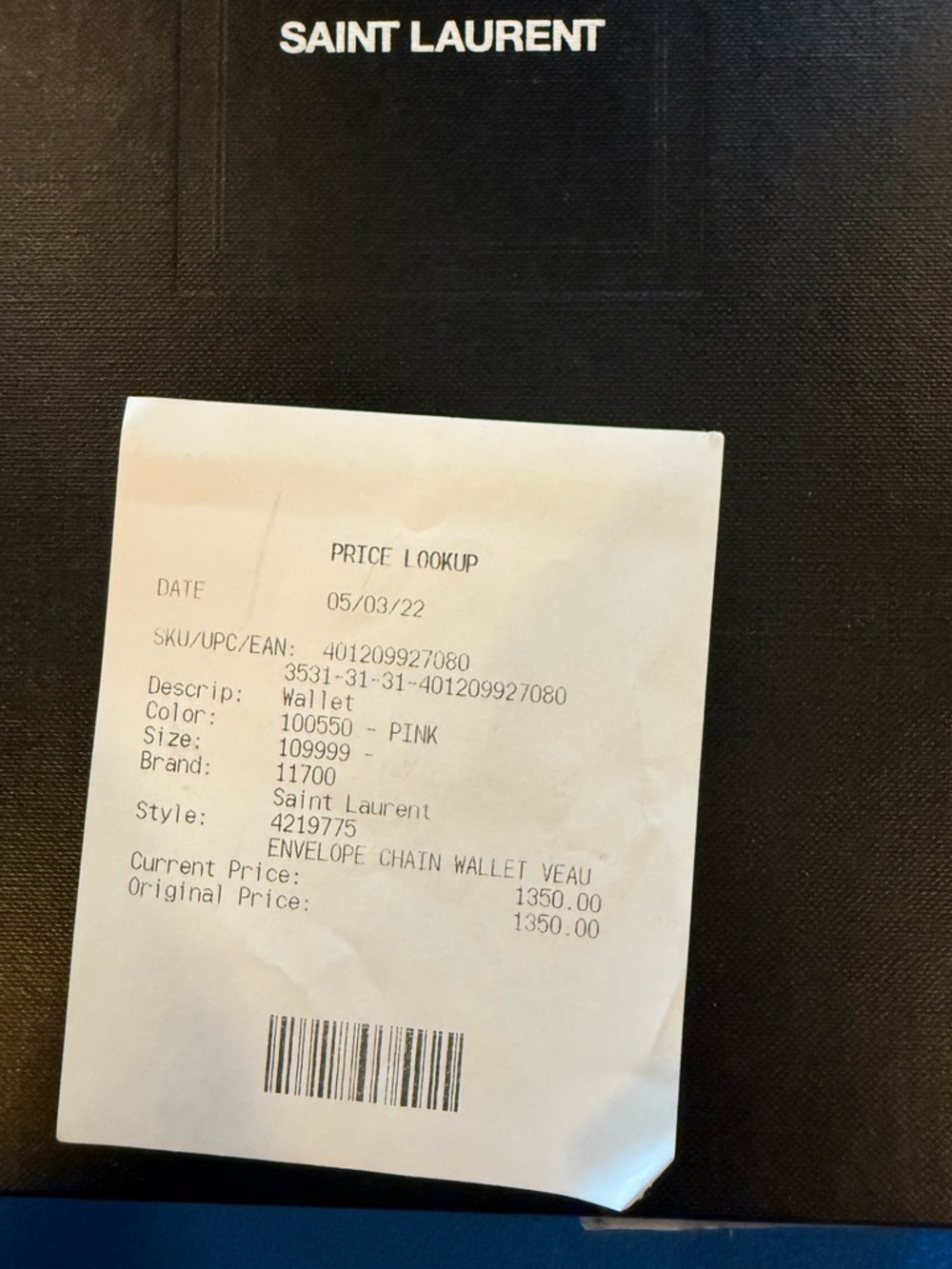 Saint Laurent Metallic Rose Gold Envelope Chain Wallet - Picture 8 of 8